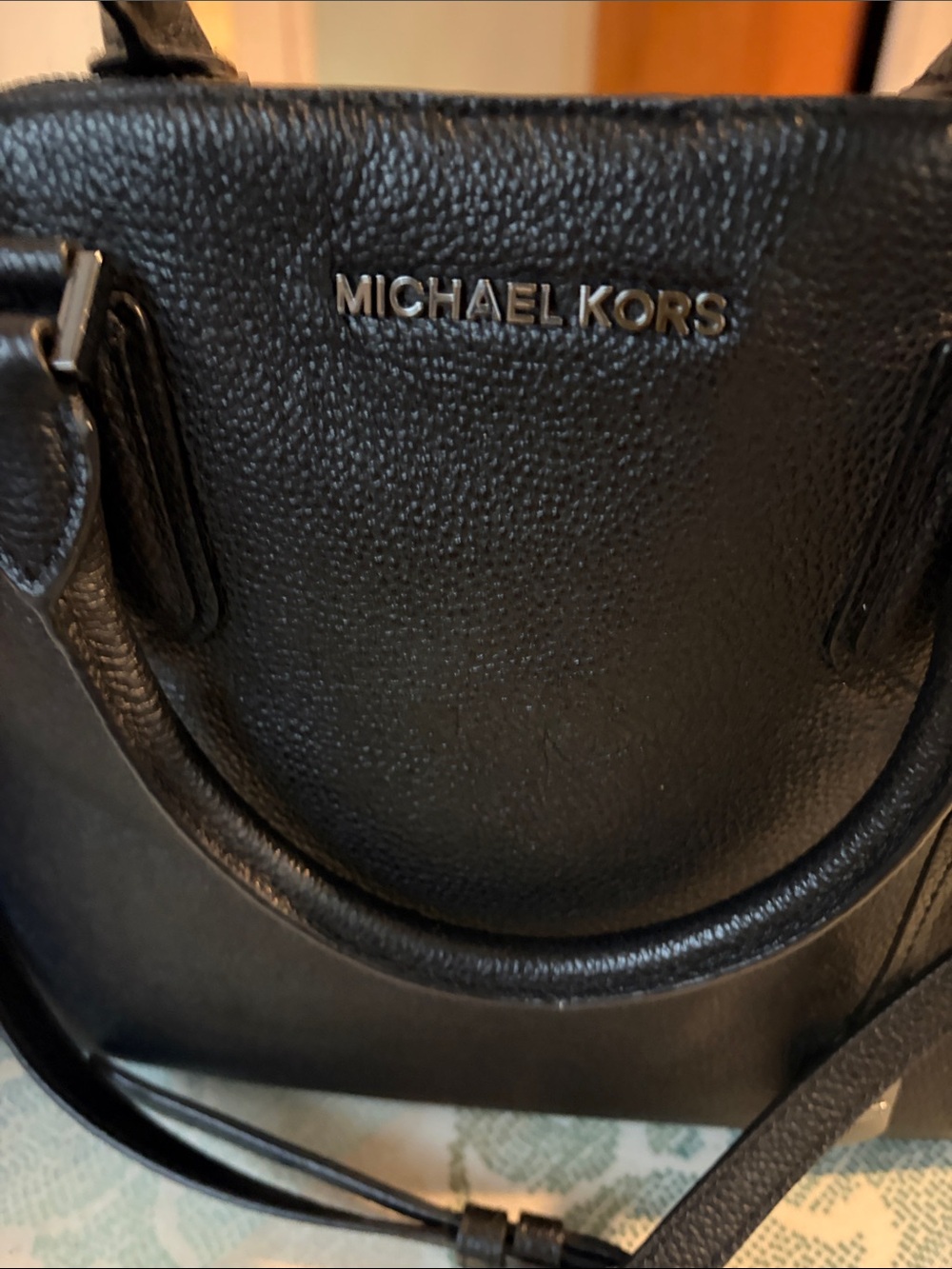 Michael Kors Black Pebbled Leather Dome Satchel with Crossbody Strap - Picture 2 of 5